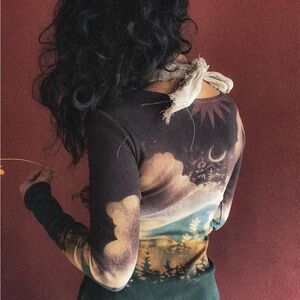 Zhinh forest scene long sleeve boat neck duster